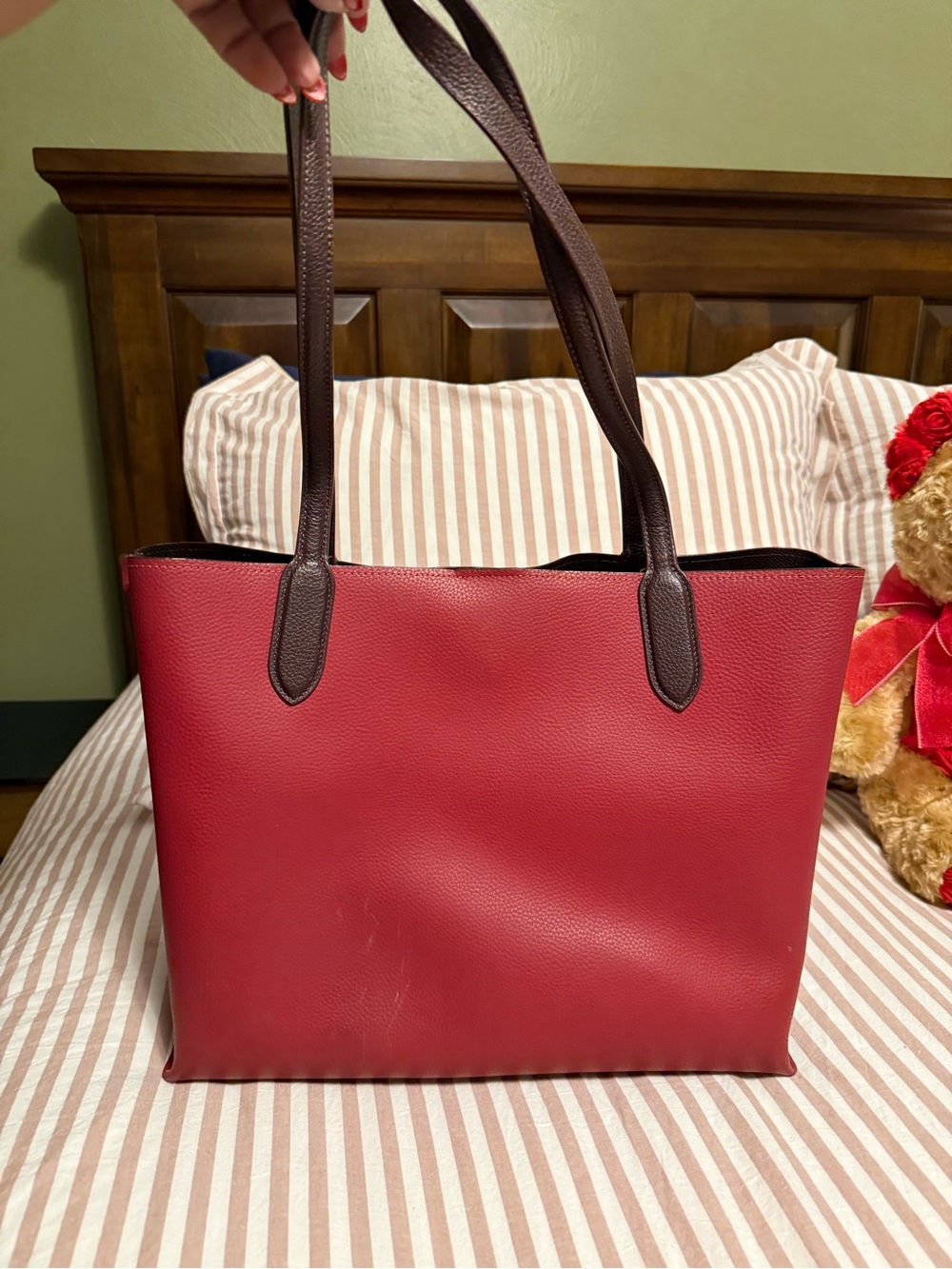 Coach Red Leather Tote - Picture 2 of 9
